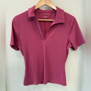 Travis Mathew Women's Magenta Ribbed Collared Top